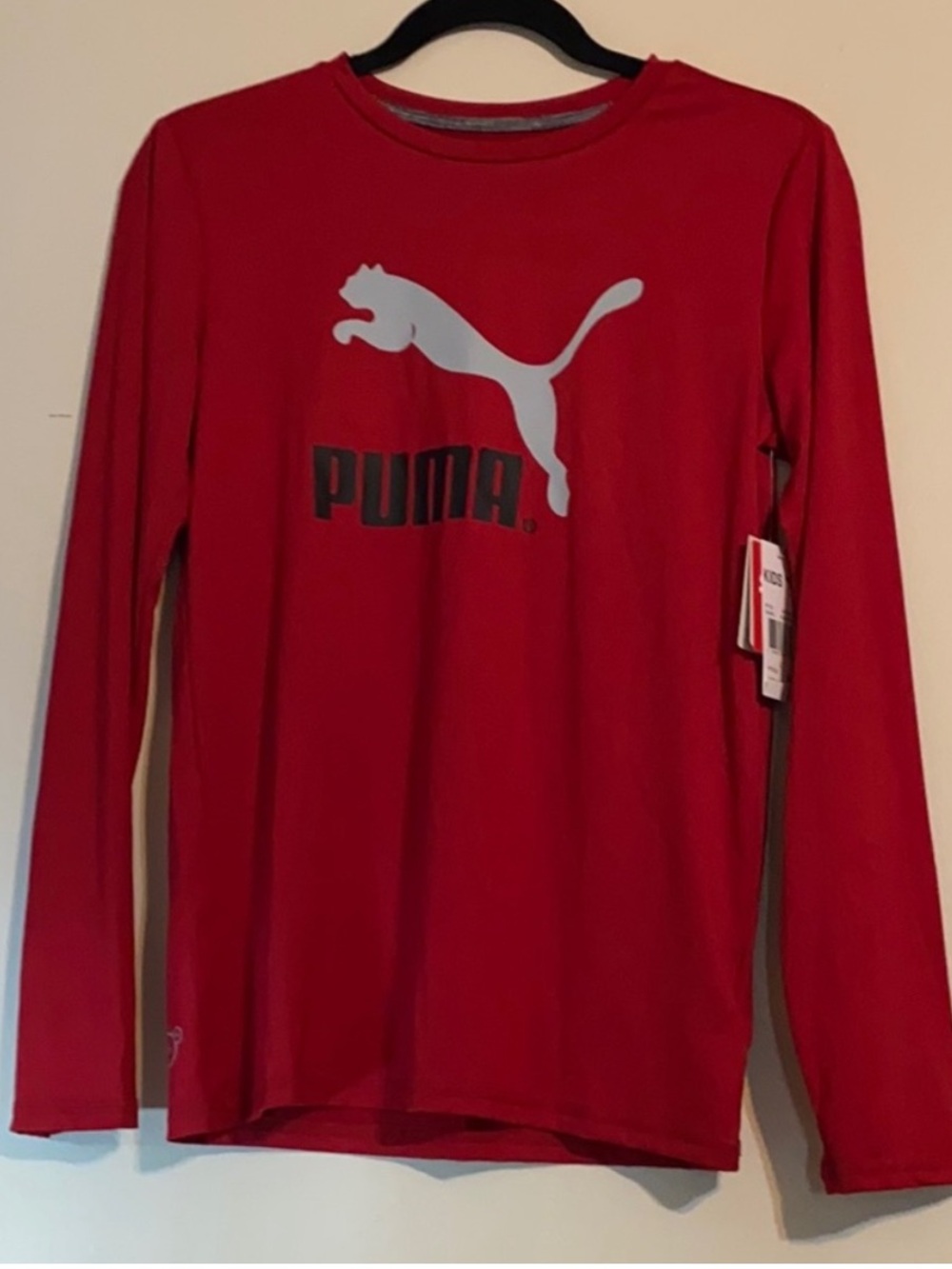 Puma Bright Red Long Sleeve Shirt with Logo Tag
